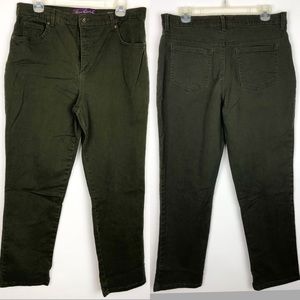 Gloria Vanderbilt Amanda Pants Straight Leg Ankle Olive Green